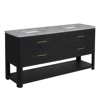 James Martin Lucian 72" Double Bathroom Vanity, Carbon Oak