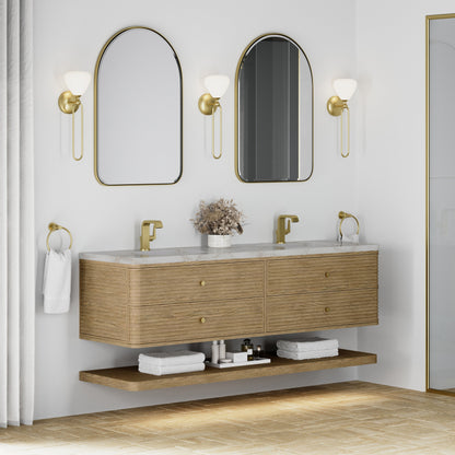 James Martin Allamari 72" Floating Double Bathroom Vanity, Dune Mist