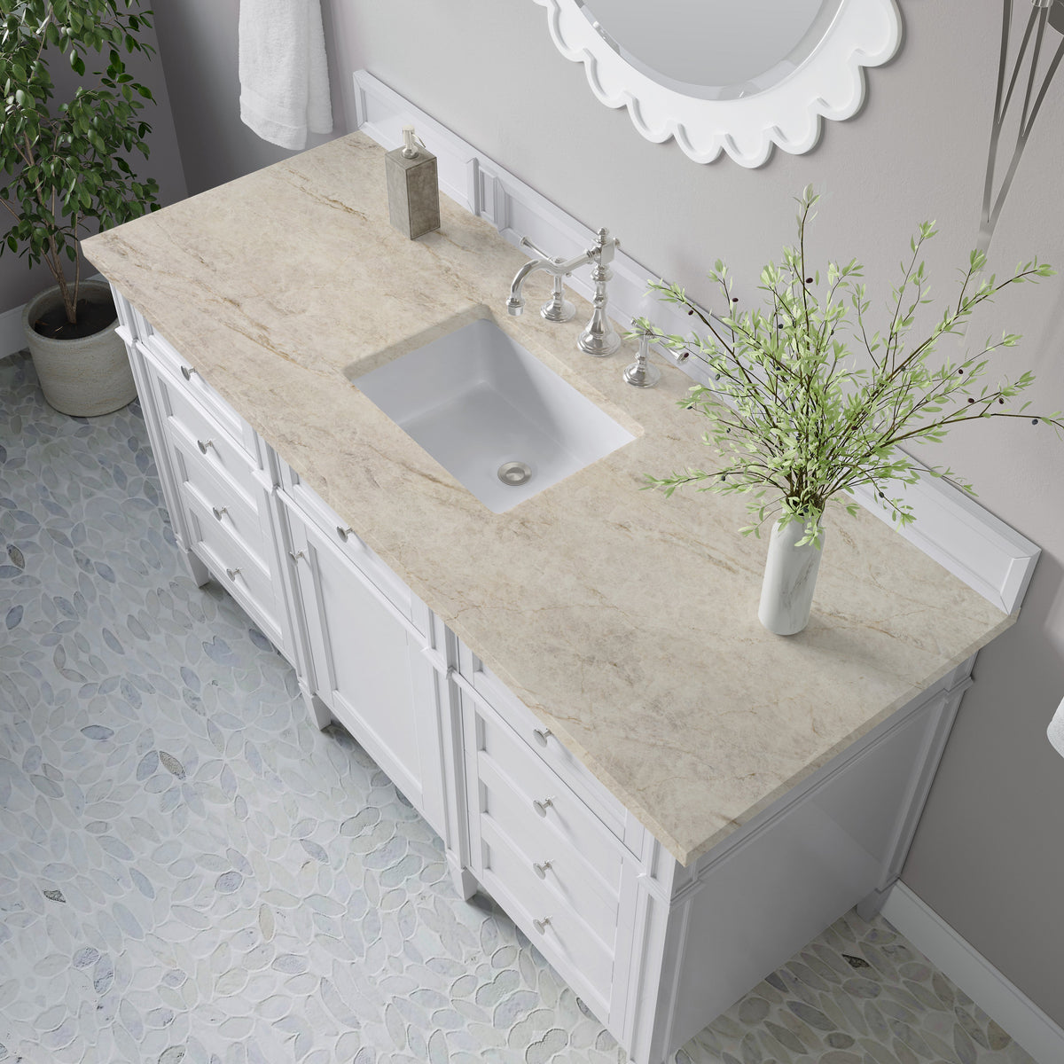 James Martin Brittany 60" Single Bathroom Vanity, Bright White