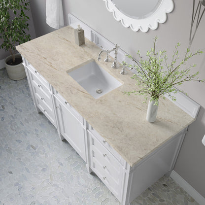 James Martin Brittany 60" Single Bathroom Vanity, Bright White