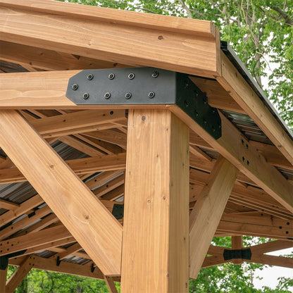 [12X20FT] Alora Premium All Cedar Wooden Carport Pavilion Gazebo With Sloped Hardtop Steel Roof (92758314)