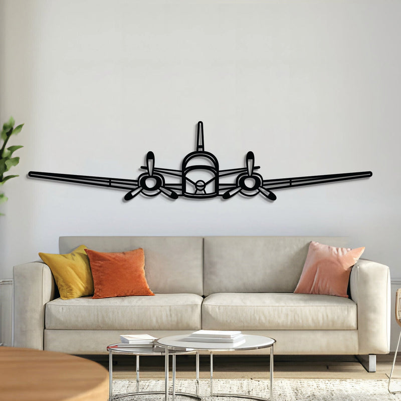 C50 Twin Bonanza Excalibur Front Metal Aircraft Wall Art - NCP0529, front view