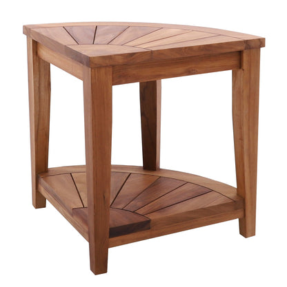 Tanzania Oiled Teak Shower and Bath Corner Stool with Shelf - 17.5"