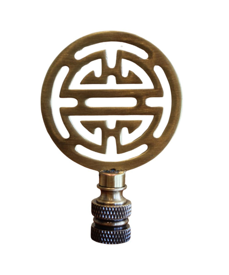 Vintage Scroll Solid Brass Lamp Finial Antique Brass, 2.8"h
