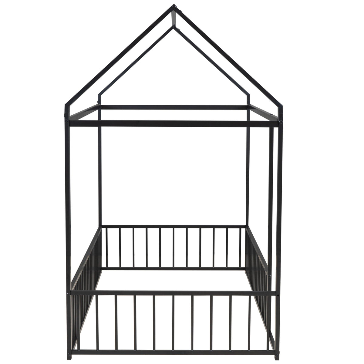 Metal Bed House Bed Frame With Fence