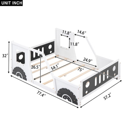 Classic Car Shaped Platform Bed With Wheels