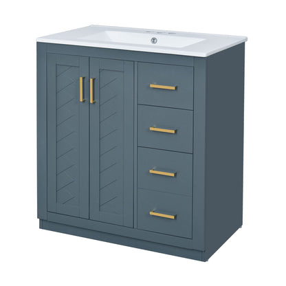 Bathroom Vanity With Sink, Storage Cabinet, Freestanding Set With 3 Drawers & Soft Closing Doors