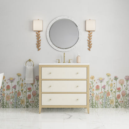 James Martin Celeste 36" Single Bathroom Vanity, Sunwashed Oak with Embossed Shagreen Drawer Fronts