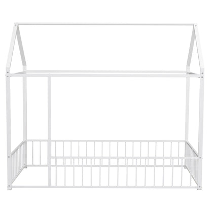 Metal Bed House Bed Frame With Fence