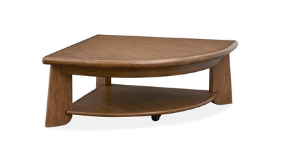 Tanner - Pie Shaped Lift Top Cocktail Table With Casters - Tawny Brown