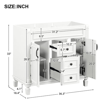 Bathroom Vanity Cabinet With 2 Soft Closing Doors And 2 Drawers