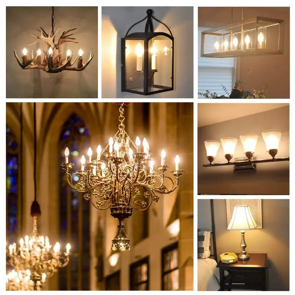 C35 led dimmable glass candle bulbs 6-pack for dining room chandeliers