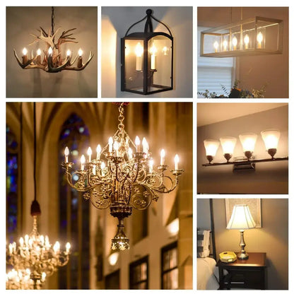 C35 led dimmable glass candle bulbs 6-pack for dining room chandeliers