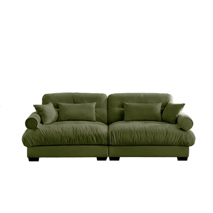 Modern Sofa With Bolstered Armrests And Pillows