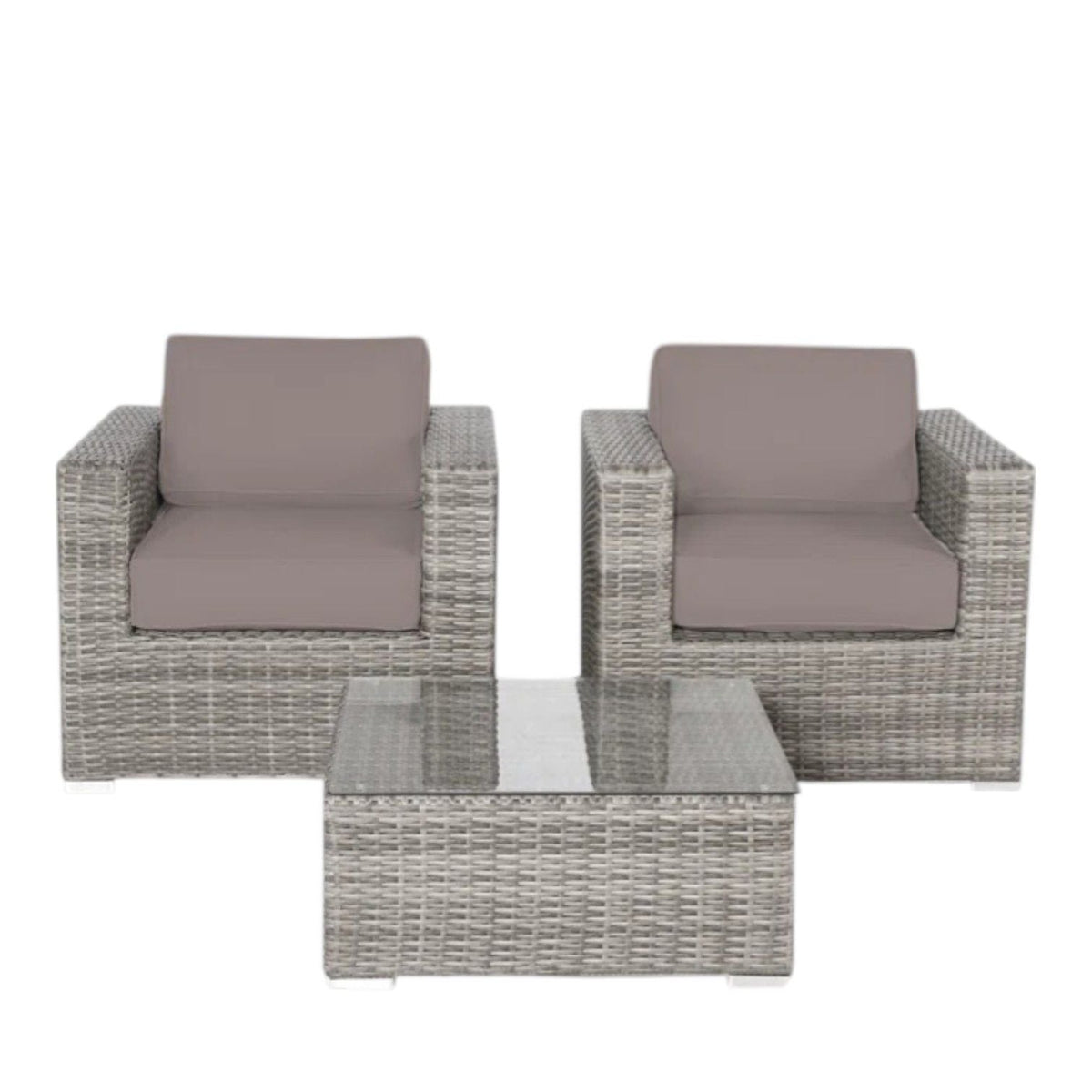 Wicker Seating Group Set With Table And Cushions