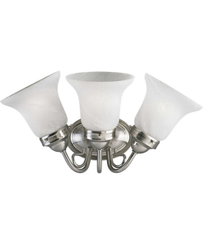 OPEN BOX Bedford 3-Light Etched Alabaster Glass Traditional Bath Vanity Light Brushed Nickel