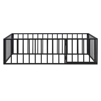 Metal Floor Bed Frame With Fence And Door
