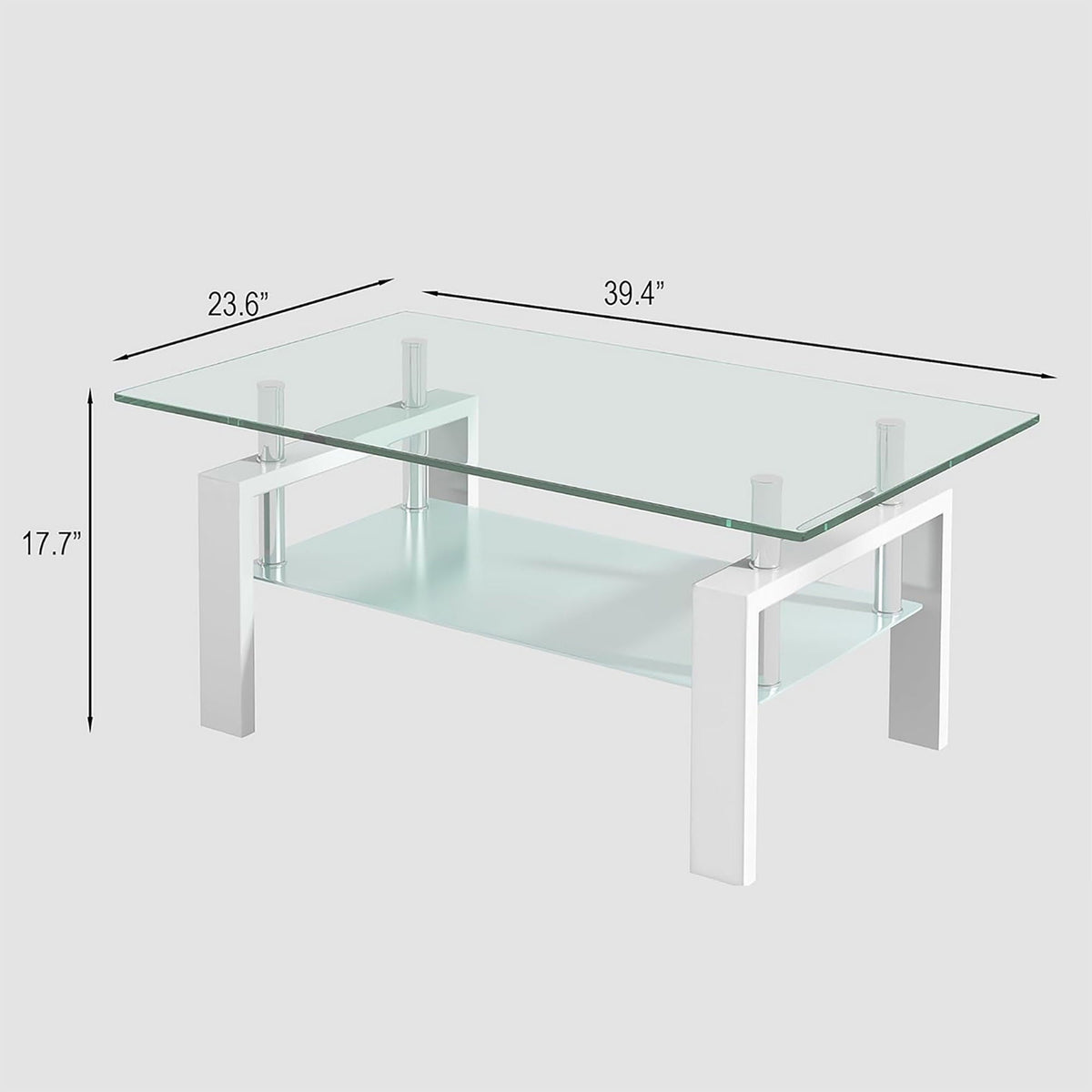 Tempered Glass Table With Storage