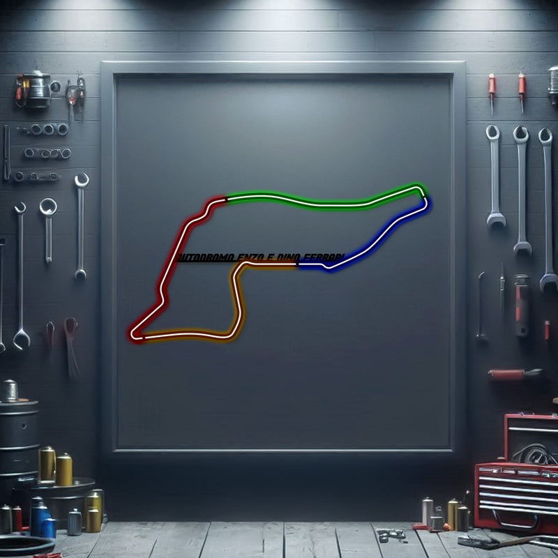 Autodromo Enzo E Dino Ferrari Metal Neon Race Track - MTN0118