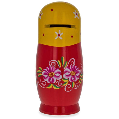 Matryoshka Wooden Nesting Doll Piggy Bank 6.5 Inches