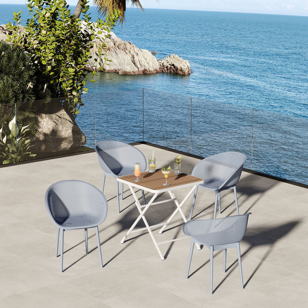 2 Pack Lounge Chair Set & Folding Square Table