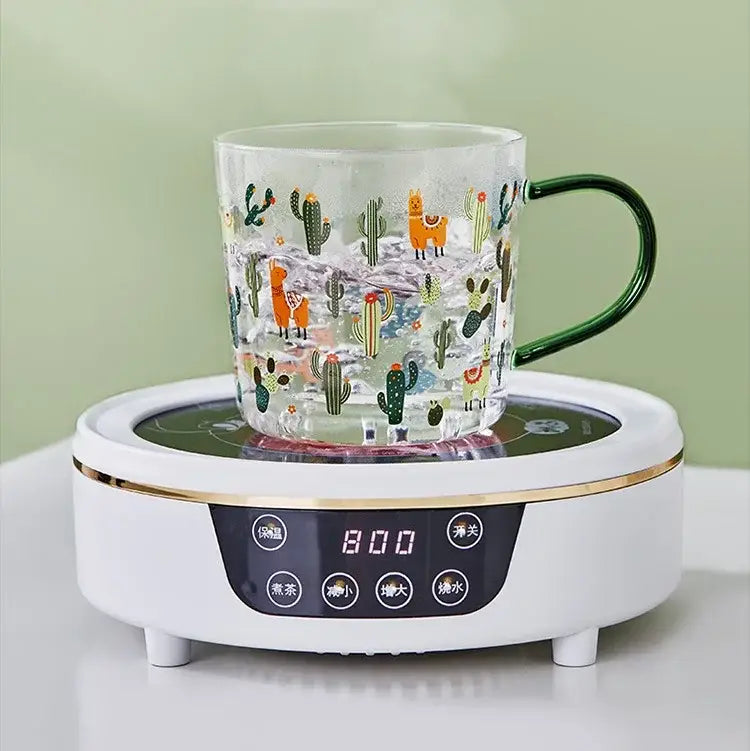 Cactus glass tea milk cups with llama pattern kitchen glassware