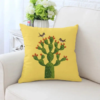 Cactus hand painting decorative pillowcase for living room sofa