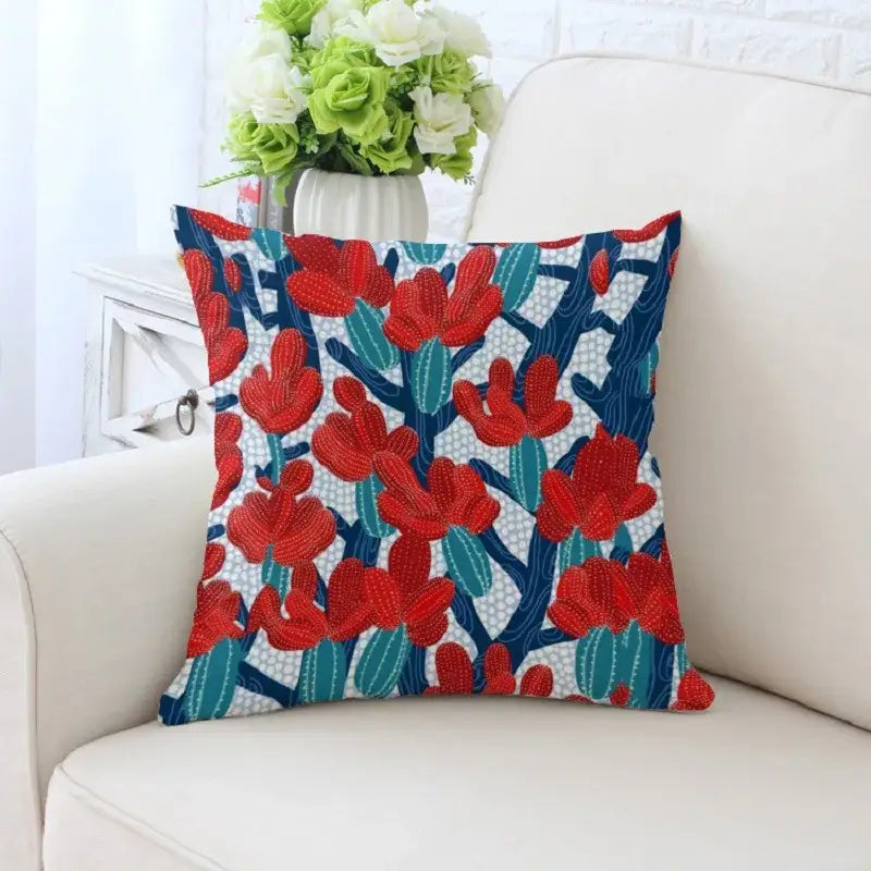 Cactus hand painting decorative pillowcase for living room sofa