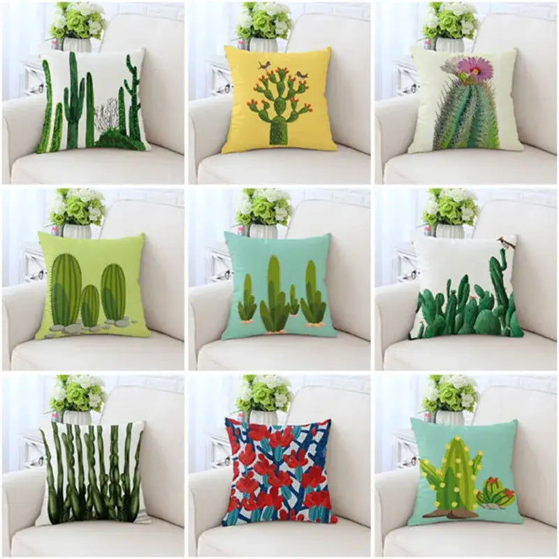 Cactus hand painting decorative pillowcase for living room sofa
