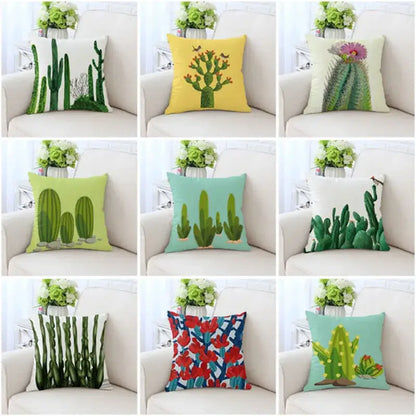 Cactus hand painting decorative pillowcase for living room sofa