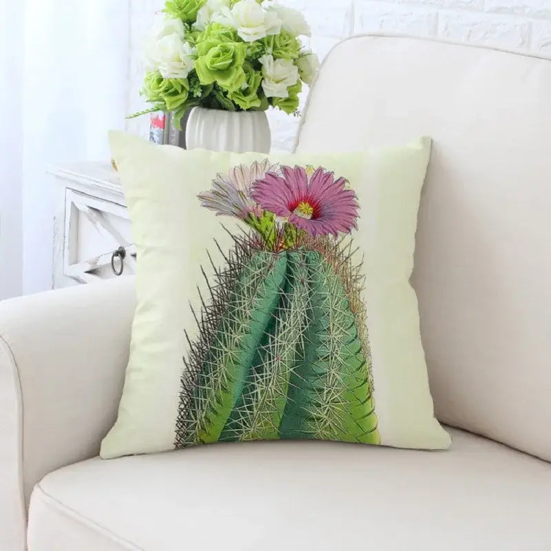 Cactus hand painting decorative pillowcase for living room sofa