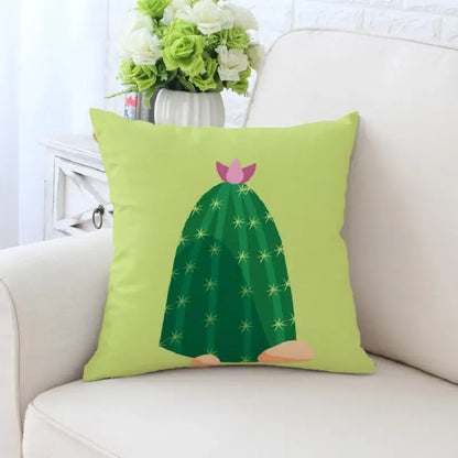 Cactus hand painting decorative pillowcase for living room sofa