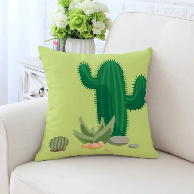 Cactus hand painting decorative pillowcase for living room sofa
