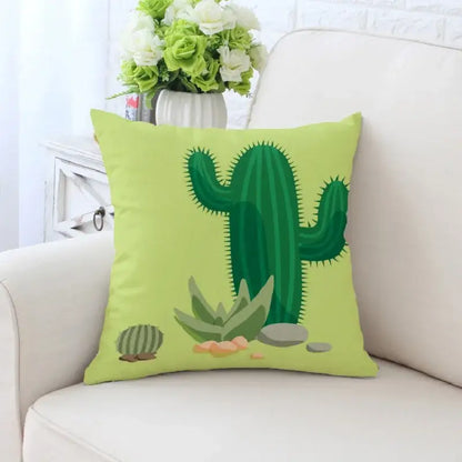 Cactus hand painting decorative pillowcase for living room sofa