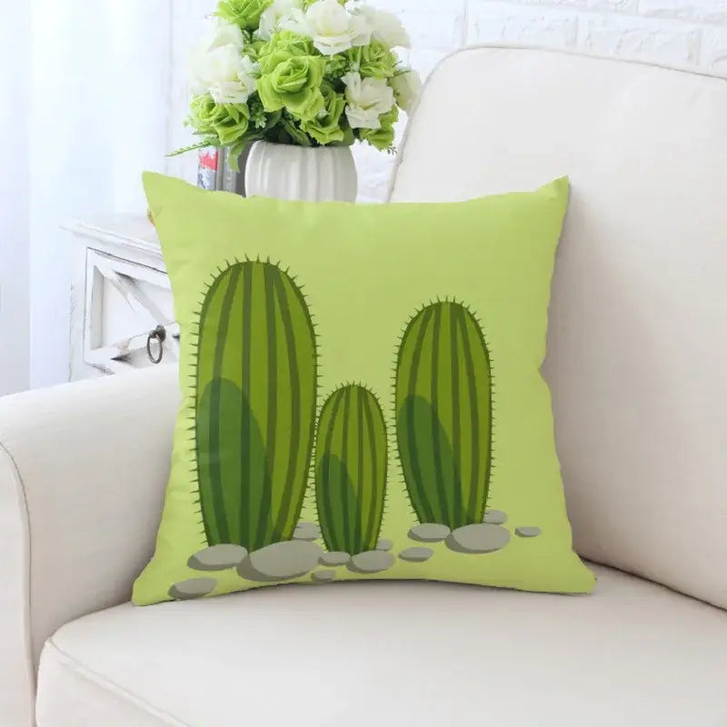 Cactus hand painting decorative pillowcase for living room sofa
