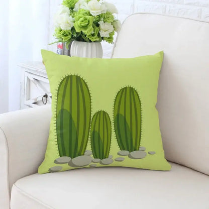 Cactus hand painting decorative pillowcase for living room sofa