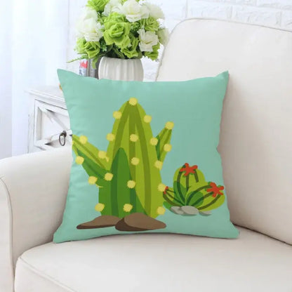 Cactus hand painting decorative pillowcase for living room sofa
