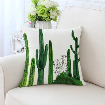 Cactus hand painting decorative pillowcase for living room sofa
