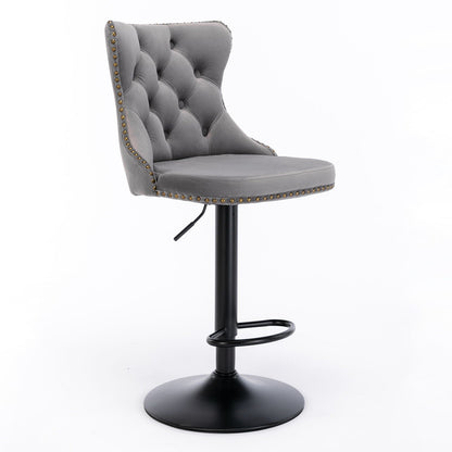 Swivel Barstools Adjusatble Seat Height, Modern Upholstered Bar Stools With Backs Comfortable Tufted For Home Pub And Kitchen Island (Set of 2)