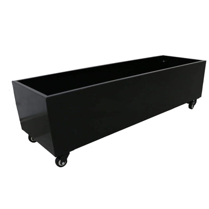Black Metal Planter Medium with Wheels – For Artificial Boxwood Hedges