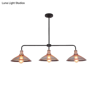DecorBites™ Cage Flared Island Lighting with Mesh Screen - Industrial Pendant Light for Dining Room