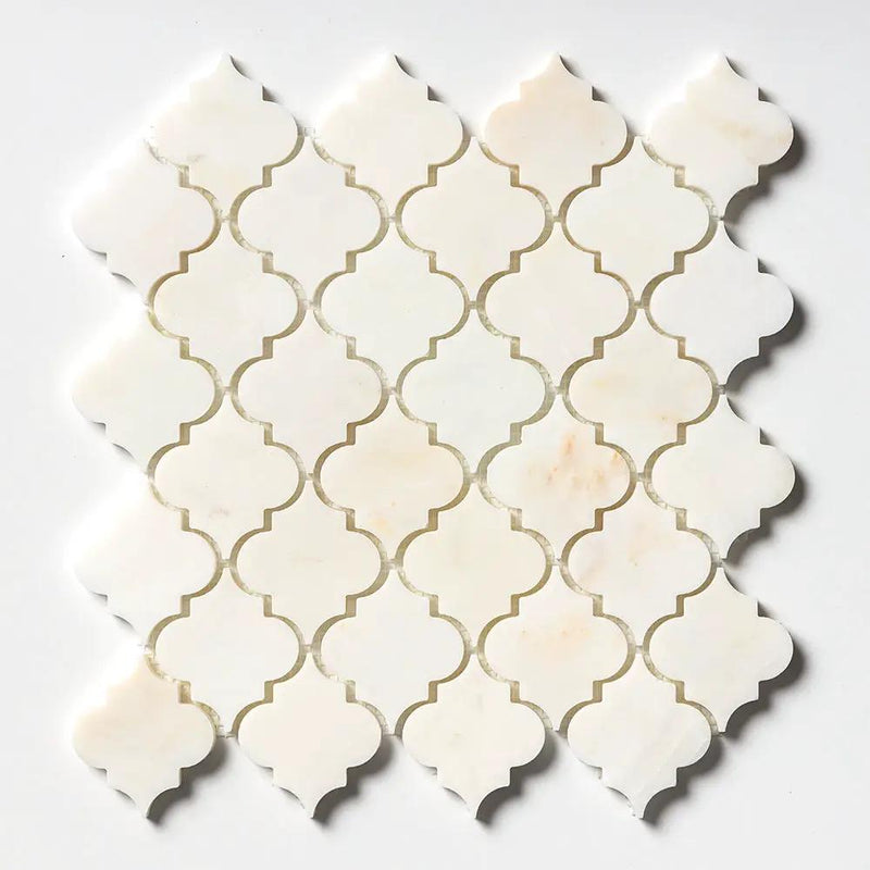 Calacatta Miele Honed Meshed Arabesque