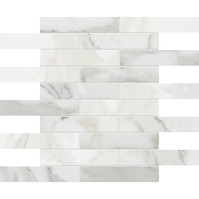 Calacatta Gold Honed 1 1/4x6 Marble Mosaics 12x12