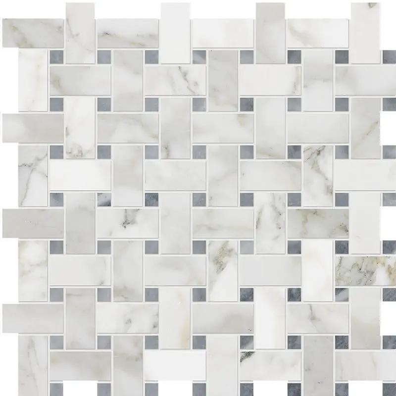 Calacatta Gold Honed Basket Weave Marble Mosaics 12x12