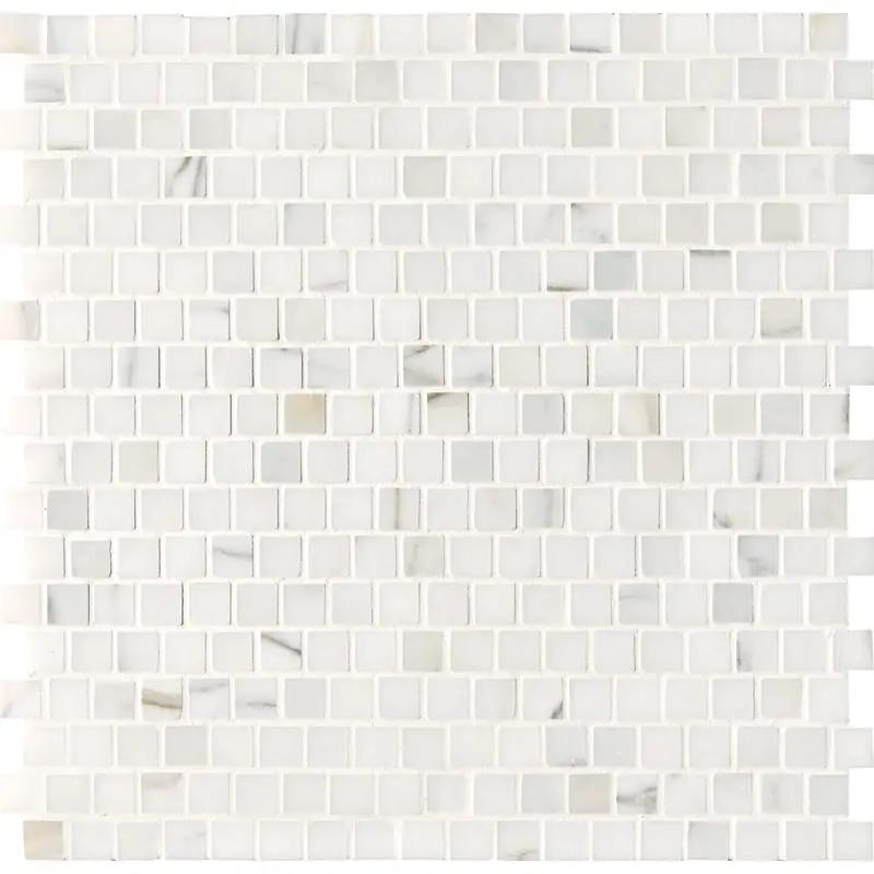Calacatta Gold Honed Offset 5/8x5/8 Marble Mosaics 12x12