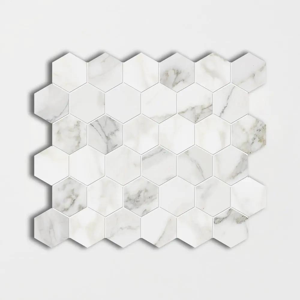 Calacatta Gold Polished Hexagon Marble Mosaics 12x12