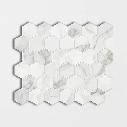 Calacatta Gold Polished Hexagon Marble Mosaics 12x12