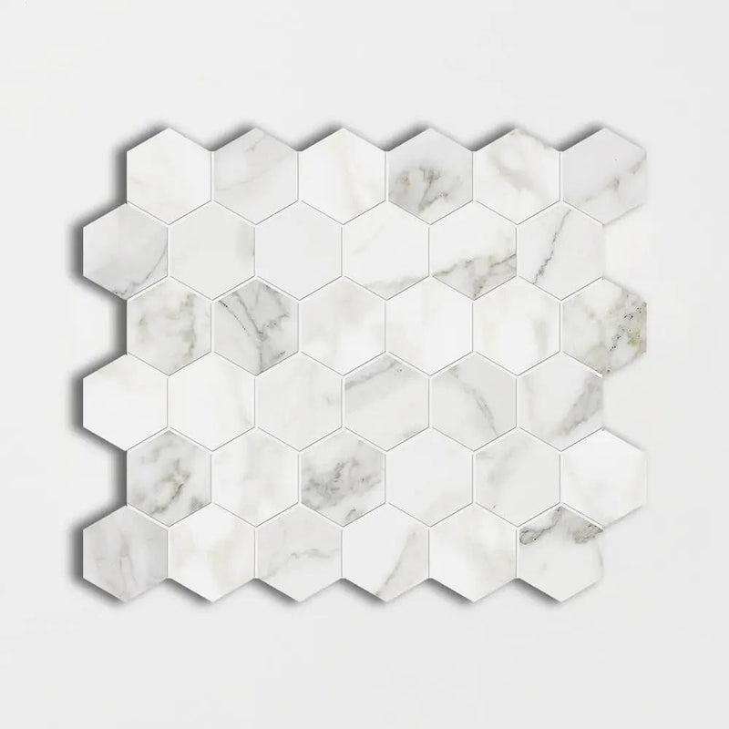 Calacatta Gold Polished Hexagon Marble Mosaics 12x12