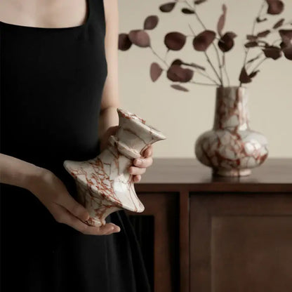 Calacatta red white & brown marble vase living room decor accent