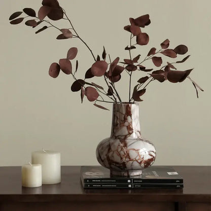 Calacatta red white & brown marble vase living room decor accent
